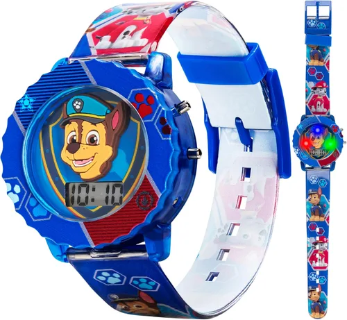 Accutime Paw Patrol - Reloj digital para niños con caja azul, correa azul cómoda, fácil de abrochar, personaje oficial 3D en la esfera, seguro para
