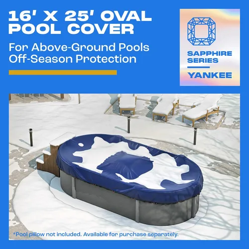 Miniatura 2 de Yankee - Cubierta para piscina ovalada 12 x 18 pies Cubierta ovalada de invierno para piscinas sobre el suelo Extra gruesa y duradera