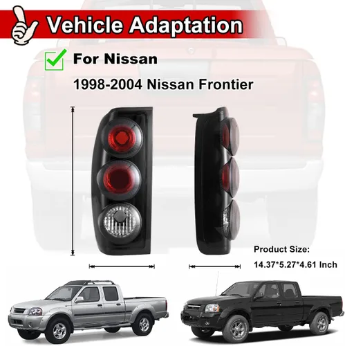 Miniatura 4 de Nixon Offroad Luces traseras para Nissan Frontier 1998 1999 2000 2001 2002 2003 2004, luces traseras halógenas de repuesto para automóvil, 1 par