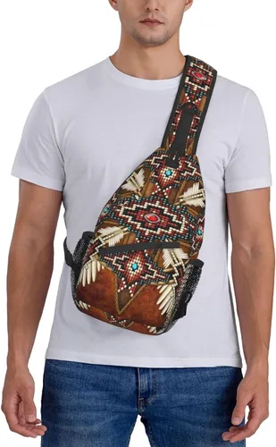 Miniatura 8 de ASYG Linda bolsa de hombro nativa americana cruzada en el pecho, mochila casual americana india para mujeres y hombres, Native American-a08