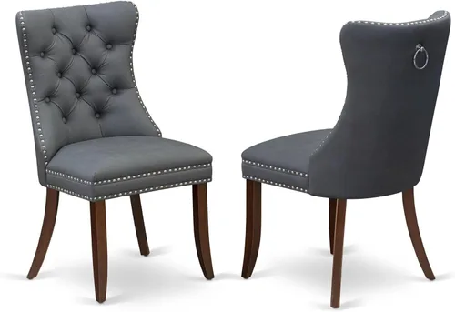 Miniatura 12 de East West Furniture DAP3F26 Dallas Parson - Juego de 2 sillas de comedor tapizadas de tela de poliéster color burdeos con botones copetudos