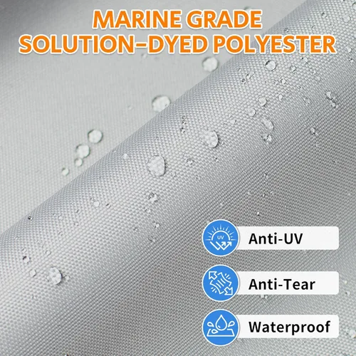 Miniatura 3 de iCOVER Cubierta para bote Jon de 16 pies, lona de poliéster de grado marino resistente al agua, cubierta de amarre anti-UV remolcable, para botes