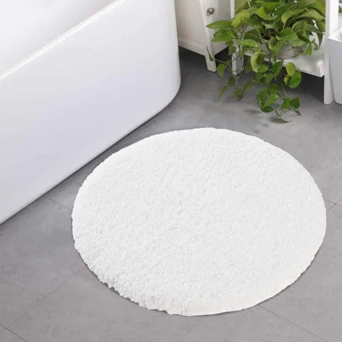 Miniatura 10 de Seavish Alfombra de baño de contorno beige de lujo, alfombras de baño peludas de 19.6 x 19.6 pulgadas, antideslizante, eficiente, absorbente