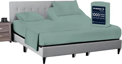 Miniatura 22 de SGI bedding Sábana Queen de 28" con Parte Superior Dividida Flex Head, 100% Algodón Egipcio, Cuenta de Hilos 1000, Sábana Superior Flex para Cama