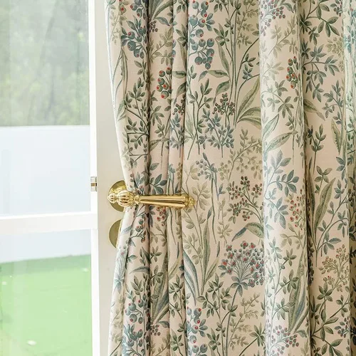 Miniatura 2 de Cortinas florales de granja semiopacas para sala de estar de 84 pulgadas de largo, mezcla de lino y algodón, paneles de cortina bohemios con borla