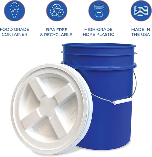 Miniatura 8 de ePackageSupply Cubeta blanca de 5 galones con tapa Gamma Seal de rosca hermética Fabricado en EE. UU. Grado alimenticio Resistente Cubo