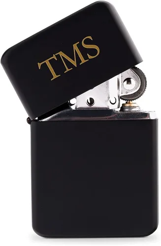 Miniatura 21 de WEDDINGSTAR Encendedor personalizado grabado de metal negro plomizo a prueba de viento, grabado con monograma personalizable, recargable