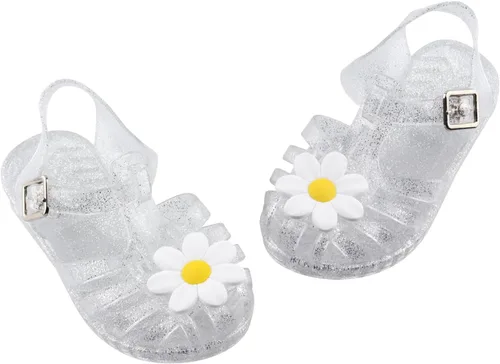 Amtidy Jelly Shoes for Girls, Snow Queen Princess Birthday Sandals for Little Girls, Frozen Inspired Party Cosplay Costumes Dress Flats