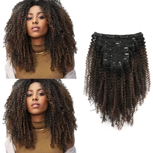 Miniatura 21 de Sassina Extensiones de Cabello Humano Rizado Afro Grueso Real con Clip 3B 4A Color Natural Invisible Sin Costuras Remi Clip Para Mujeres