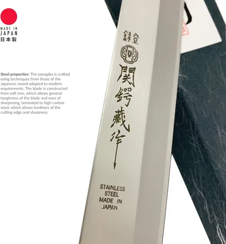 Miniatura 3 de JapanBargain, Cuchillo japonés Yanagiba Sashimi, cuchillo de chef de sushi, acero inoxidable de alto carbono, hoja de 9-1/2 pulgadas, fabricado