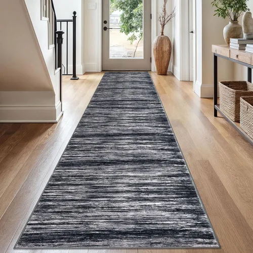 Miniatura 131 de SIILOOM 2 x 3 Alfombra moderna y abstracta para entrada, alfombra neutra azul marino gris multicolor súper suave de área pequeña, alfombras lavables