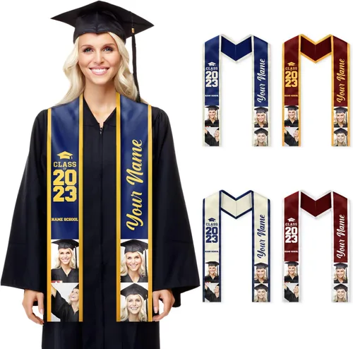 DOPTIKA Estola de graduación personalizable, clase de estola de graduación 2024, estolas para graduación 2024, regalos de banda de graduación