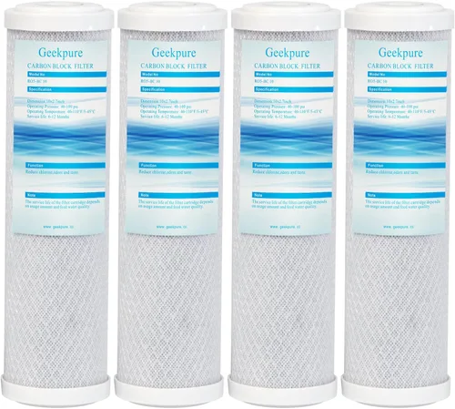 Geekpure Cartucho de filtro de repuesto de bloque de carbono para sistema de filtración de agua RO y filtración de agua para toda la casa, reduce el