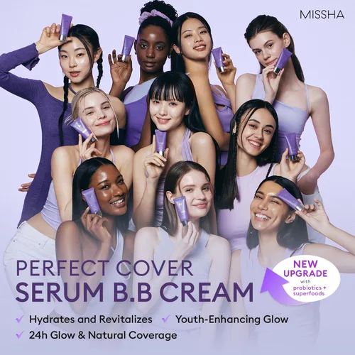 Miniatura 2 de MISSHA M PERFECT COVER SERUM BB CREAM No.21 - Beige claro con subtono frío, BB Cream de Cardi B Pick, tinte para la piel, hidratante tintado