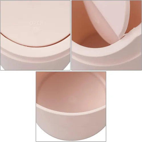 Miniatura 3 de Bote de basura de plástico de 2 L con tapa giratoria, pequeño cubo de basura con tapa giratoria, color rosa