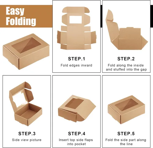 Miniatura 4 de Zonon 30 cajas de jabón para embalaje casero, mini cajas de regalo de papel kraft con ventana para panadería, dulces, jabón, embalaje de regalo
