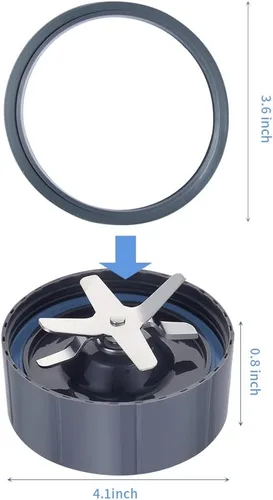 Miniatura 5 de Piezas de repuesto para vasos Nutribullet de 32 onzas, 2 piezas y 2 juntas de goma, 2 cuchillas extractoras de repuesto compatibles con licuadoras