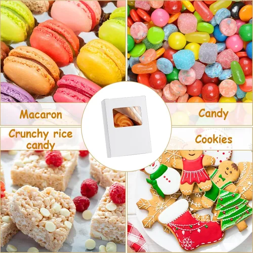 Miniatura 7 de Spakon 30 cajas de jabón de papel kraft blanco con ventana, 3.5 x 2.6 x 1.2 pulgadas, se adapta a hasta 4 jabones hechos a mano, caja de regalo