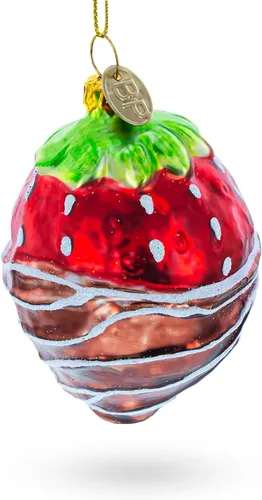 Miniatura 3 de Adorno navideño de vidrio de fresa bañado en chocolate