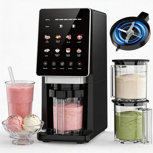 Miniatura 7 de H-Duka 10-in-1 Ice Cream Maker Machine, 800W Frozen Treat Maker for Silky Gelato, Sorbet&Slushies, One-Touch Mix-In & Re-Spin for Creamy Texture(Ice