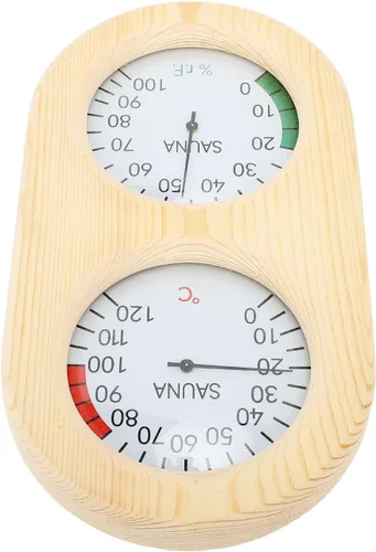 Miniatura 8 de flexman Termómetro higrómetro para sala de sauna, 2 en 1 248.0 °F 100% madera montado en la pared, accesorios para sala de vapor y baño