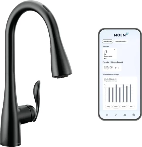 Miniatura 15 de Moen Arbor Chrome Motionsense Wave Touchless Grifo de cocina desplegable de una manija con limpieza eléctrica, 7594EWC Cromo
