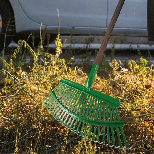 Miniatura 2 de INOOMP Rastrillo de hojas para césped, herramienta de jardinería resistente, dientes para una limpieza eficiente de hojas y desechos, diseño