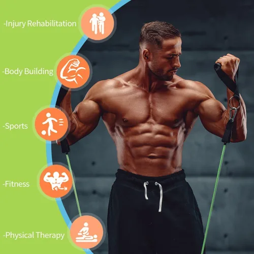 Miniatura 6 de VEICK Bandas de resistencia, bandas de ejercicio, bandas de entrenamiento, bandas de resistencia para entrenar con asas para hombres y mujeres