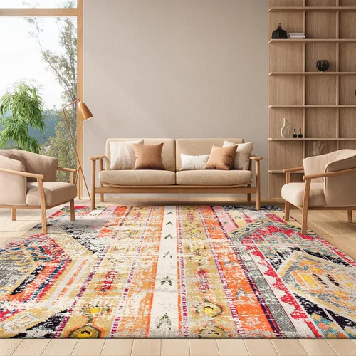 Miniatura 15 de SAFAVIEH Madison Collection - Alfombra decorativa de 2 pies 2 pulgadas x 4 pies, verde y naranja, diseño tribal envejecido, no desprende pelusa