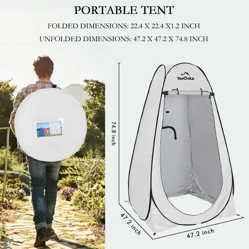Miniatura 2 de Your Choice Tienda de Ducha Emergente de Privacidad - Tienda de Cambio Portátil para Camping, Playa y Senderismo - 6.2 Pies Ligera con Bolsa de Gris