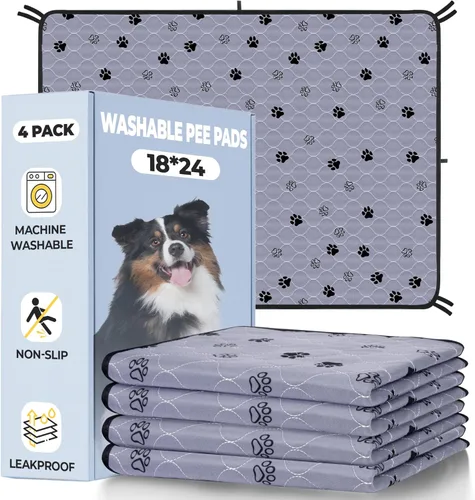 Miniatura 12 de Fostanfly Almohadillas lavables para orina para perros, paquete de 2 almohadillas reutilizables superiores de 36 x 48 pulgadas, impermeables, Gris