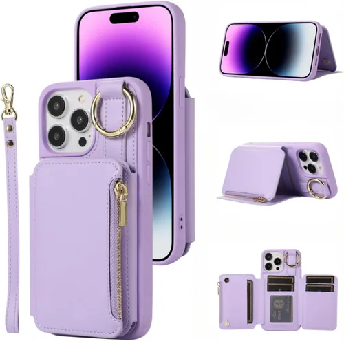 Miniatura 10 de UEEBAI Funda tipo cartera cruzada para iPhone 13 Pro Max de 6.7 pulgadas, tarjetero con función atril y bloqueo RFID, funda de piel sintética
