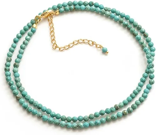 Miniatura 45 de Gempires - Collar de cuentas de piedras naturales hechas a mano, joyería de cristal hipoalergénica de 20 pulgadas, chapado en oro, joyería de moda