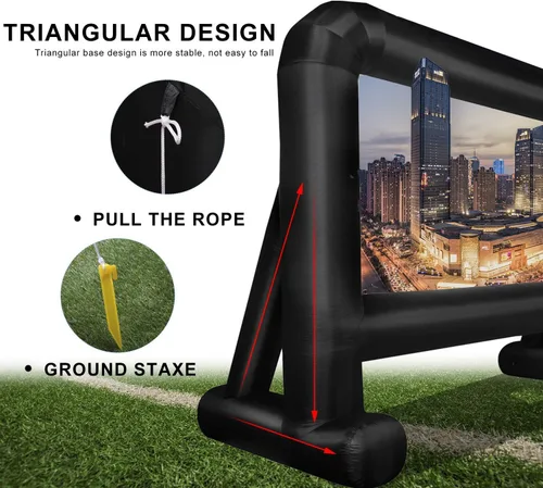 Miniatura 5 de OUTTOY Pantalla de Película Inflable de 14 Pies Mega Pantalla de Proyección de Película para Exteriores, Antiarrugas