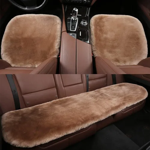 Miniatura 11 de LLB Fundas de asiento de asiento de automóvil de oveja genuina para automóviles, camiones, SUV, almohadilla protectora de asiento cómoda para Gris