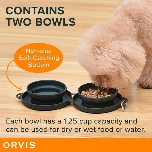 Miniatura 4 de Orvis Comedero plegable de viaje para mascotas con plato de comida y agua, 2 en 1, sin BPA, silicona de grado alimenticio, cuencos de viaje