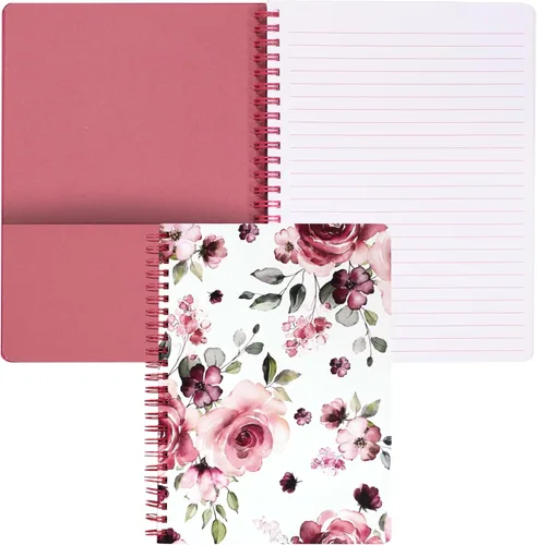 Miniatura 33 de Steel Mill & Co - Cuaderno de espiral mini lindo, 8.25" x 6.25", diario con tapa dura y 160 páginas forradas, diseño floral naranja Anaranjado floral