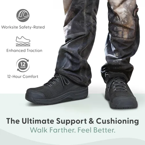 Miniatura 2 de Orthofeet Zapatos de trabajo ortopédicos de cobalto con clasificación de seguridad antideslizante para hombre