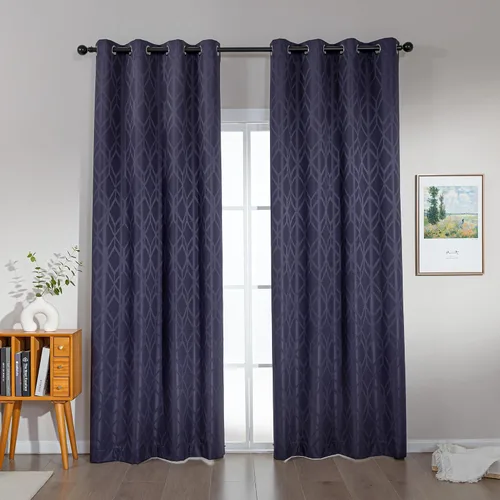 Miniatura 25 de Amazon Basics Cortinas Jacquard 100% opacas de 2 piezas, cortinas para sala de estar y dormitorio, tratamiento de ventana con aislamiento térmico