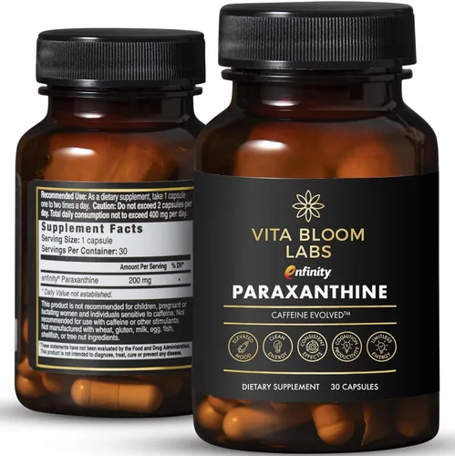 Enfinity Cápsulas de Paraxantina, Energía Limpia y Concentración, Alternativa a la Cafeína | 200 mg por Cápsula | 30 Cápsulas por Botella |