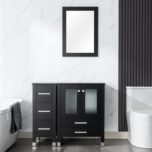 Miniatura 25 de LUCKWIND 36" Bathroom Vanity Combo with Sink, 24"+12.6" Width, Painted Bathroom Storage Cabinet with 5 Drawers, Including Tempered Glass Round