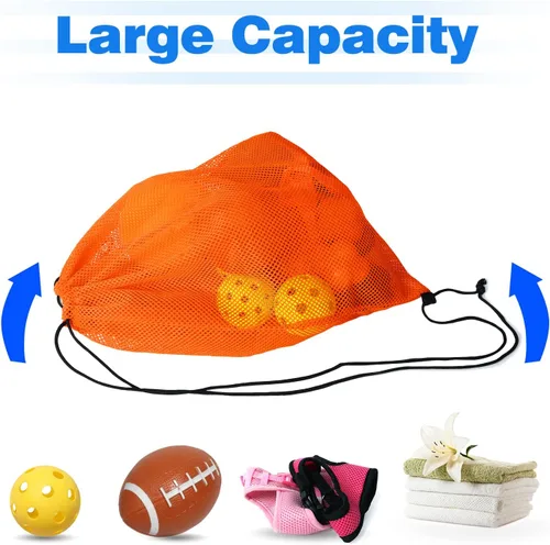 Miniatura 57 de GSE Games & Sports Expert Bolsa de malla con cordón para béisbol, pelotas de pickleball, pelotas de golf, gimnasio, equipo de natación, lavandería