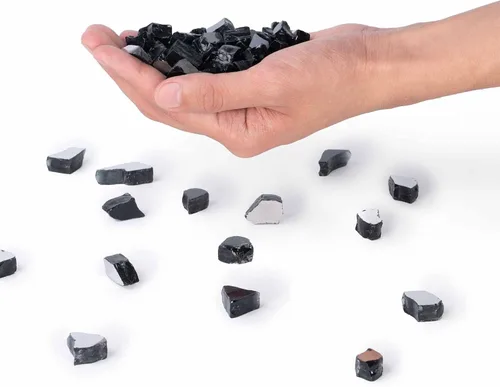 Miniatura 3 de Vidrio para fuego templado reflectante de 1/2 pulgada con alto lustre en color Dark Matter Black (Negro Materia Oscura), en un frasco de 10 libras