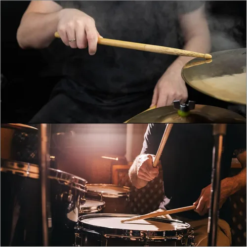 Miniatura 6 de PATIKIL Baquetas de nylon 5A plástico antideslizante mango tambor palo para adultos batería electrónica instrumento musical percusión negro 2 pares