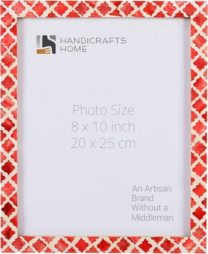 Handicrafts Home Marco de fotos decorativo hecho a mano de 8 x 10 pulgadas, decoración única bohemia chic para el hogar, marco de fotos rojo