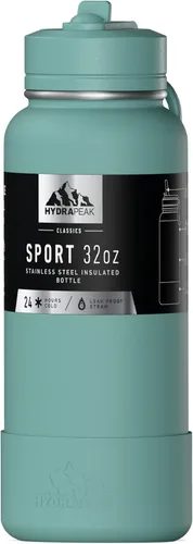 Miniatura 35 de Hydrapeak Botella de agua deportiva aislada de 32 onzas con tapa con popote, a prueba de fugas y derrames, mantiene las bebidas frías durante 24