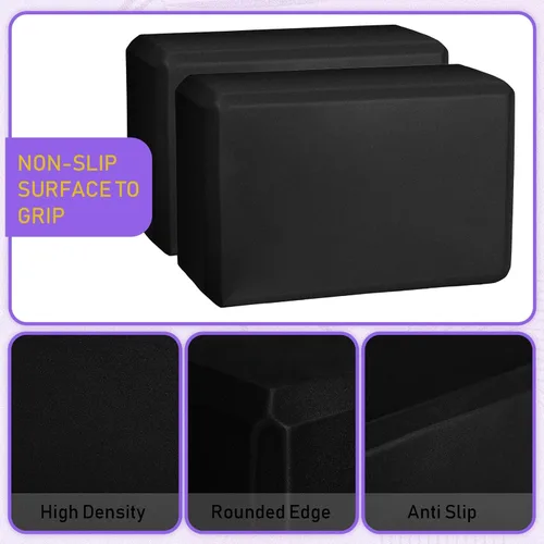Miniatura 6 de Wettarn Paquete de 6 bloques de yoga de 9 x 6 x 4 pulgadas, espuma EVA, ligeros, antideslizantes, accesorios de yoga para pilates, estiramiento