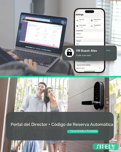 Miniatura 8 de Cerradura de puerta inteligente con teclado de entrada sin llave con asa y perilla, cerrojo digital para puertas delanteras, dormitorios, oficinas e