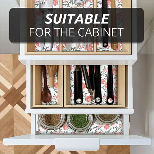 Miniatura 8 de FIFTY FEET Revestimiento de estante de 12 x 120 pulgadas para armarios de cocina, revestimiento de cajón de PVC para cómoda antideslizante para Rojo