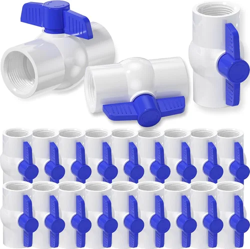 Miniatura 13 de Válvula de bola de PVC NPT de 1 pulgada, válvulas de tubería de agua de PVC SCH40 roscadas, válvula de bola de cierre de agua con mango en T roja